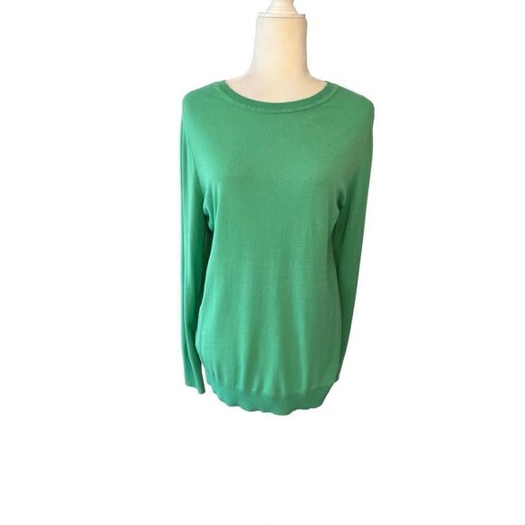 LOFT grass green crew neck sweater - LP - Picture 1 of 9
